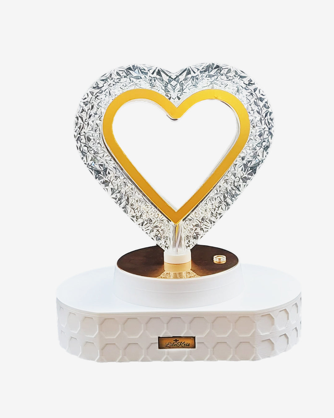 Elegant Crystal Heart LED Table Lamp – Dimmable & Color Changing