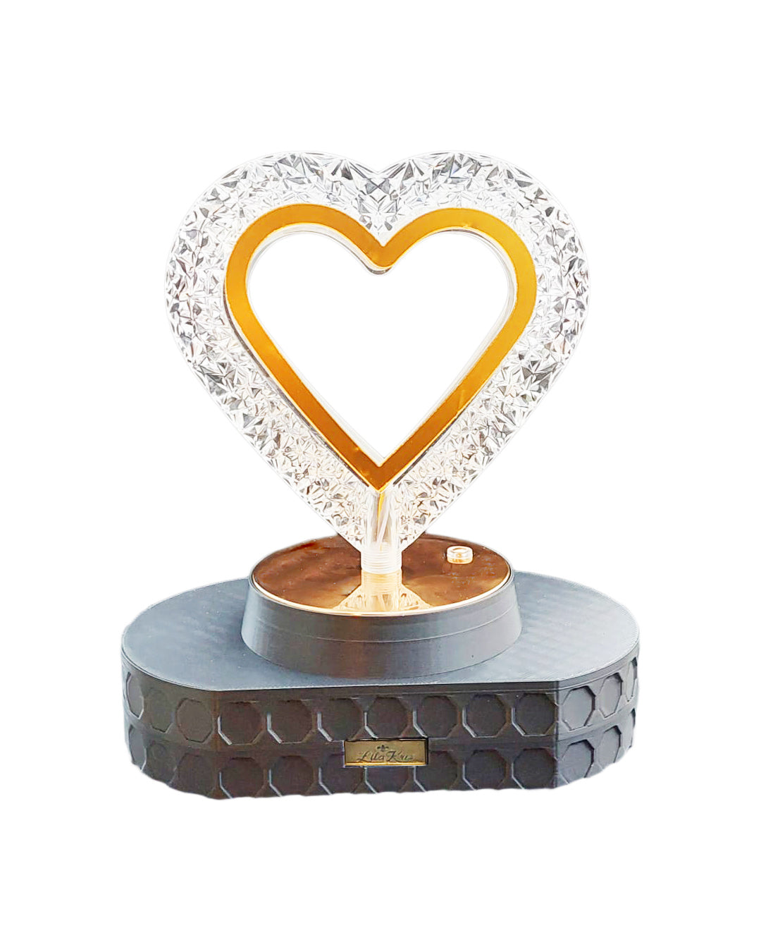 Elegant Crystal Heart LED Table Lamp – Dimmable & Color Changing