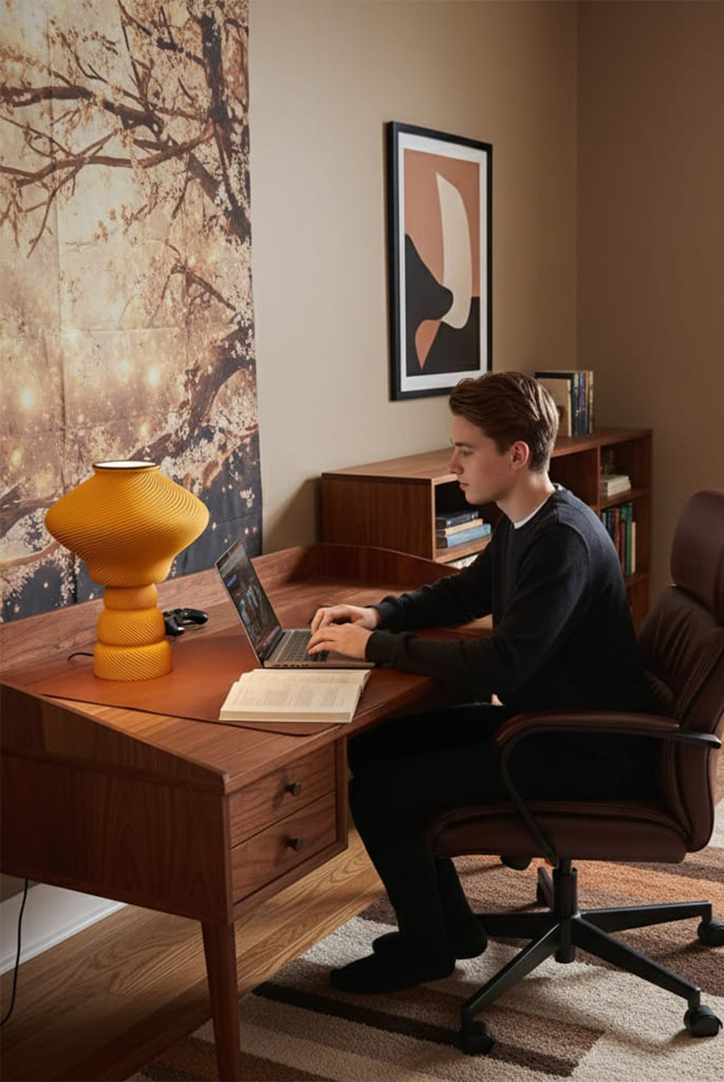 Home décor lamp "Mustard Wave"