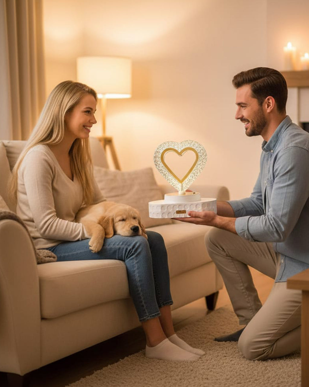 Elegant Crystal Heart LED Table Lamp – Dimmable & Color Changing