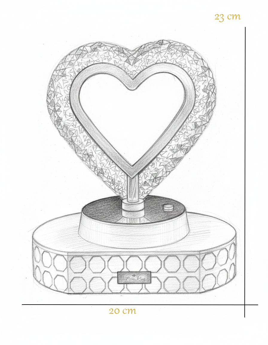 Elegant Crystal Heart LED Table Lamp – Dimmable & Color Changing